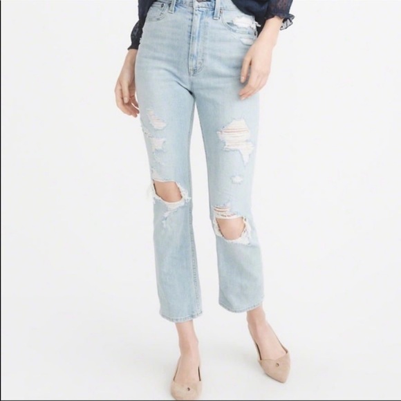 Abercrombie & Fitch Denim - Abercrombie & Fitch Zoe Natural Rise Ankle straight cropped high waist size 29